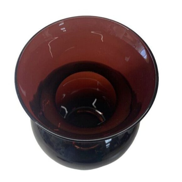 Vintage Hand-Blown Burgundy Glass Vase - Picture 3 of 4